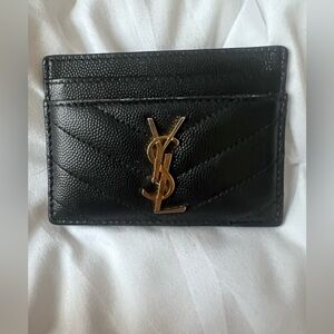 YSL Black Leather Cardholder.